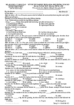 Đề thi chính thức và đáp án mã đề thi 422 môn Tiếng Anh THPT Quốc gia, Kỳ thi tốt nghiệp THPT 2023