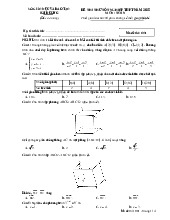 Đề thi thử tốt nghiệp THPT 2025 môn Toán Sở GD&ĐT Hải Dương
