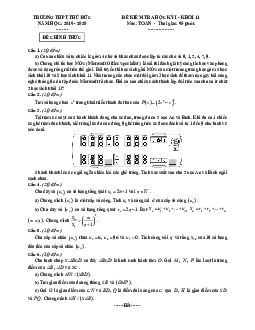 Đề kiểm tra học kì 1 Toán 11 năm 2019 – 2020 trường THPT Thủ Đức – TP HCM