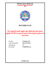Xây dựng kế hoạch nghiên cứu Marketing cho doanh nghiệp Việt Tiến trong việc phát triển dòng sản phẩm mới San Sciaro | Bài thảo luận Marketing căn bản
