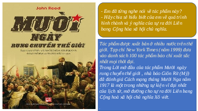 Giáo án điện tử Lịch sử 11 Bài 3 Kết nối tri thức: Sự hình thành Liên bang Cộng hòa xã hội chủ nghĩa Xô Viết