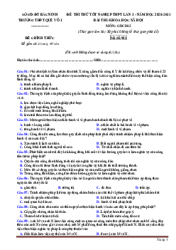 Đề thi thử tốt nghiệp môn Công Dân 2021 Trường Quế Võ lần 1 (có đáp án)