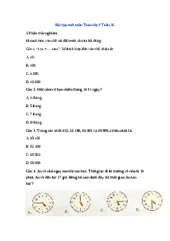 Phiếu bài tập cuối tuần lớp 3 môn Toán - Tuần 35 | Kết nối tri thức