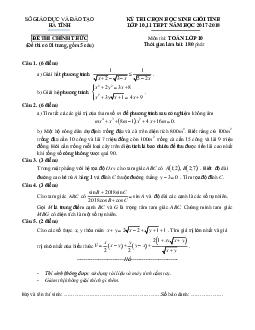 Đề thi chọn HSG tỉnh Toán 10 THPT năm học 2017 – 2018 sở GD và ĐT Hà Tĩnh