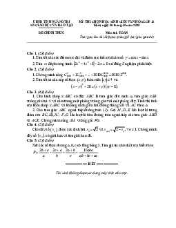 Đề thi học sinh giỏi Toán 12 năm 2020 – 2021 sở GD&ĐT Quảng Trị