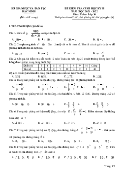 Đề kiểm tra cuối học kỳ 2 Toán 10 năm 2021 – 2022 sở GD&ĐT Bắc Ninh