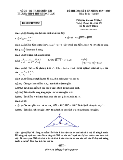 Đề thi HK1 Toán 10 năm 2019 – 2020 trường THPT Thủ Khoa Huân – TP HCM