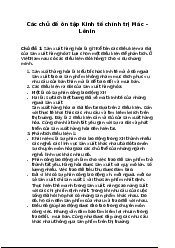 Chủ đề ôn tập môn Kinh tế chính trị | Trường Đại học Mở Hà Nội