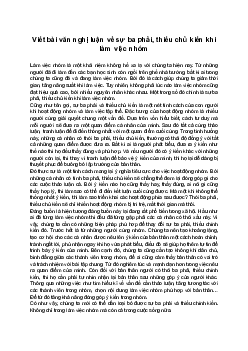Văn mẫu 8 Nghị luận về một vấn đề của đời sống | Nghị luận về sự ba phải, thiếu chủ kiến khi làm việc nhóm