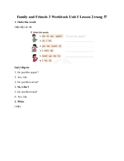 Family and Friends 3 Workbook Unit 5 Lesson 2 trang 37