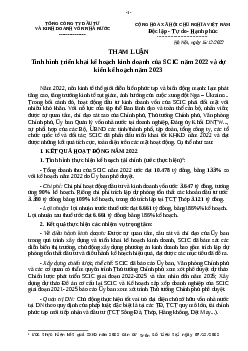 Tham luận tình hình kinh doanh của SCIC | Trường Cao Đẳng Kinh Tế Công Nghệ Hà Nội
