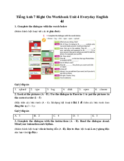 Tiếng Anh 7 Right On Workbook Unit 4 Everyday English 4d