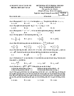 Đề thi học kỳ 1 Toán 12 năm 2018 – 2019 trường THPT Chu Văn An – Hà Nội