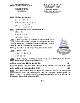 Đề thi học kỳ 1 Toán 8 năm 2019 – 2020 phòng GD&ĐT Quận 9 – TP HCM
