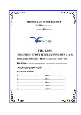 Tiểu Luận TDBL - Tư Duy Biện Luận và Kỹ Năng Giao Tiếp HPC.CQ.21 môn Tư duy biện luận ứng dụng - Trường Đại học Thủ Dầu Một.
