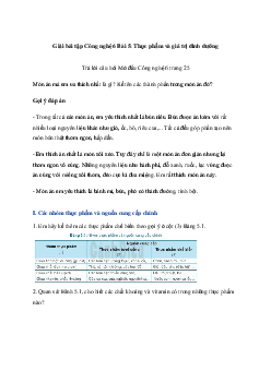 Giải Công nghệ 6 Bài 5: Thực phẩm và giá trị dinh dưỡng | Cánh diều