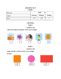 Đề thi học kì 1 lớp 2 năm 2023 - 2024 theo Thông tư 27 | Tiếng anh 2 sách Smart Start |đề 1