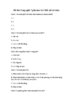 Đề thi giữa kì 2 Công nghệ 7 - Đề 2 năm 2024 | Kết nối tri thức Sách mới
