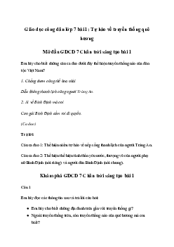 Giải Giáo dục công dân 7 Bài 1: Tự hào về truyền thống quê hương | Chân trời sáng tạo