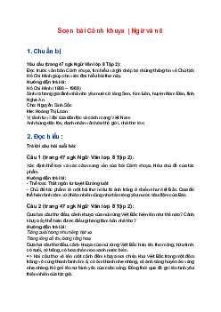 Soạn bài Cảnh khuya | Ngữ văn 8 Bài 7: Thơ đường luật sách Cánh Diều