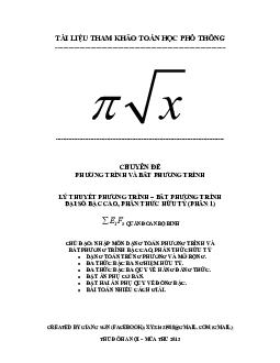Chuyên đề phương trình – bất phương trình bậc cao và phân thức hữu tỉ – Giang Sơn
