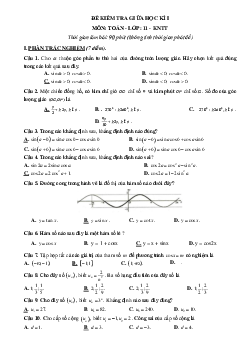 Đề thi giữa học kì 1 môn Toán 11 năm 2023 - 2024 sách Kết nối tri thức với cuộc sống | đề 4