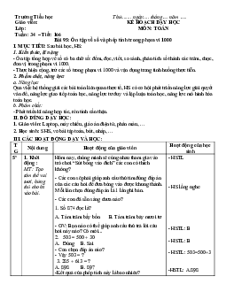 Giáo án Toán 2 sách Cánh diều (Cả năm) | Tuần 34