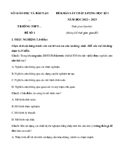 Bộ đề thi học kì 1 môn Vật lý 10 Kết nối tri thức năm học 2022 - 2023
