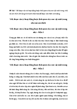Viết đoạn văn tả hoạt động hoặc thói quen của con vật nuôi trong nhà mà em thích | Tiếng việt 4 Chân trời sáng tạo
