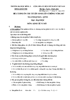 Đề cương ôn thi tuyển sinh liên thông môn Kinh tế vi mô (có đáp án)