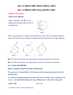 Chuyên đề góc có đỉnh ở bên trong đường tròn, góc có đỉnh ở bên ngoài đường tròn