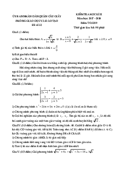 Đề thi học kỳ 2 Toán 9 năm 2017 – 2018 phòng GD và ĐT Cầu Giấy – Hà Nội