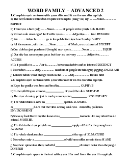 WORD FORMATION EXERCISES - học sinh giỏi Tiếng Anh 9 cấp huyện