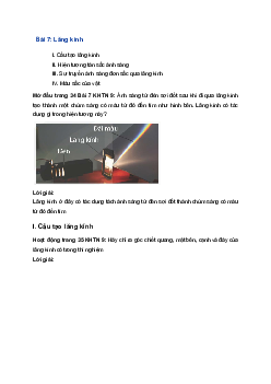Giải Khoa học tự nhiên 9 Kết nối tri thức Bài 7: Lăng kính