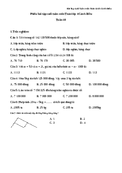 Phiếu bài tập cuối tuần lớp 4 môn Toán nâng cao Tuần 18 Cánh Diều