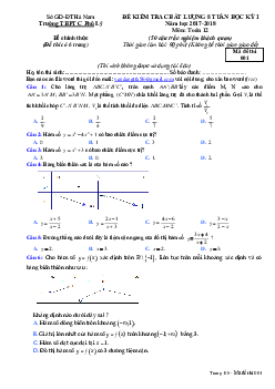 Đề kiểm tra chất lượng 8 tuần học kỳ I năm học 2017 – 2018 môn Toán 12 trường THPT C Phủ Lý – Hà Nam
