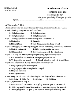 Đề thi học kì 2 môn Công nghệ 7 năm 2022 - 2023 sách Cánh diều - Đề 3