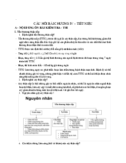 Đề cương lý thuyết ôn tập môn Sinh lý bệnh - Miễn dịch nội dung về "Tiết niệu"