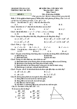 Đề cuối học kì 1 Toán 8 năm 2023 – 2024 trường THCS Đa Tốn – Hà Nội