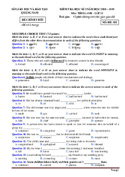 Đề thi HK1 Tiếng Anh 11 Quảng Nam năm 2018-2019