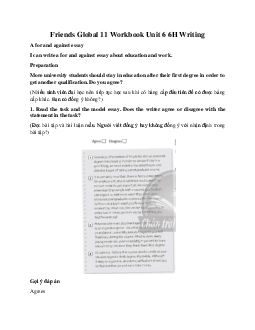 Giải Tiếng anh 11 Workbook Unit 6 6H Writing | Friends Global