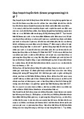 Quy hoạch tuyến tính (linear programming) là gì ?