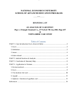 Bài báo cáo môn Luật kinh tế: An Analysis of case study Pope v. Triangle Chemical Co., 277 S.E.2d 758 (Ga.1981) Page 437 and Vietnamese case study