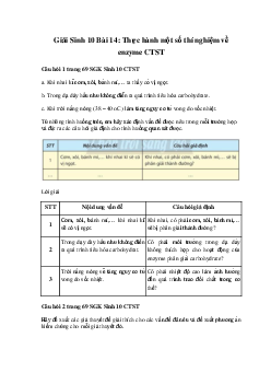 Giải Sinh 10 Bài 14: Thực hành một số thí nghiệm về enzyme | Chân trời sáng tạo