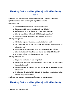 Lập dàn ý Tả lần lượt từng thời kì phát triển của cây | Tập làm văn lớp 4