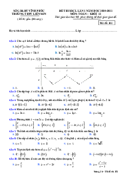 Đề thi KSCL Toán 12 lần 1 năm 2020 – 2021 trường THPT Liễn Sơn – Vĩnh Phúc