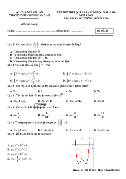 Đề thi thử THPTQG 2019 môn Toán lần 1 trường THPT chuyên Long An