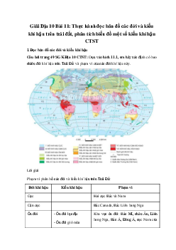 Giải Địa 10 Bài 11: Thực hành đọc bản đồ các đới và kiểu khí hậu trên trái đất, phân tích biểu đồ một số kiểu khí hậu CTST
