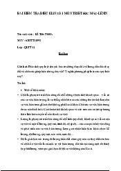 Bài kiểm tra ôn tập - Triết học Mác Lênin | Trường Đại học Văn hóa Hà Nội