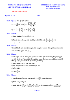 Đề thi học kì 1 Toán 7 năm 2020 – 2021 trường chuyên Hà Nội – Amsterdam
